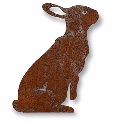 Crispe Gartenstecker Dekoration Edelrost Hase Sitzend Metall Rostige