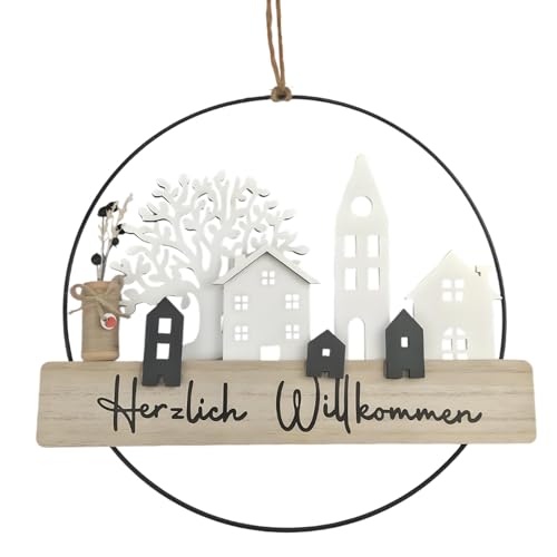 Trockenblumen Herzlich Willkommensschild T Rkranz H User Holzschild