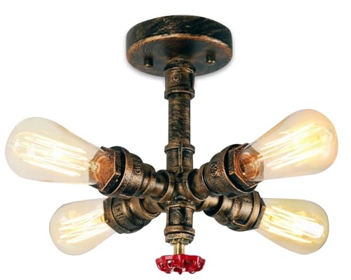 Petites Ecrevisses Retro Industrie Wasserrohr Deckenleuchte Mit 4