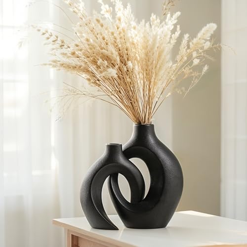 Sukiypo Hohle Keramikvase 2er Set Schwarz Moderne Vase