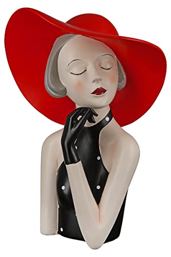 Gilde Deko Skulptur Figur Lady Mit Rotem Hut