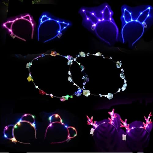Cerioll Garland Stirnband Bunt Leucht Hairband Weihnachten Led