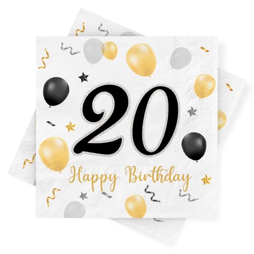 Servietten 20 Geburtstag 30 St Ck Schwarze Gold