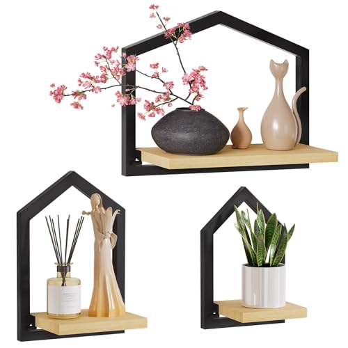 Yorbay Set Mit 3 Wandregalen Holz Modern Wanddeko