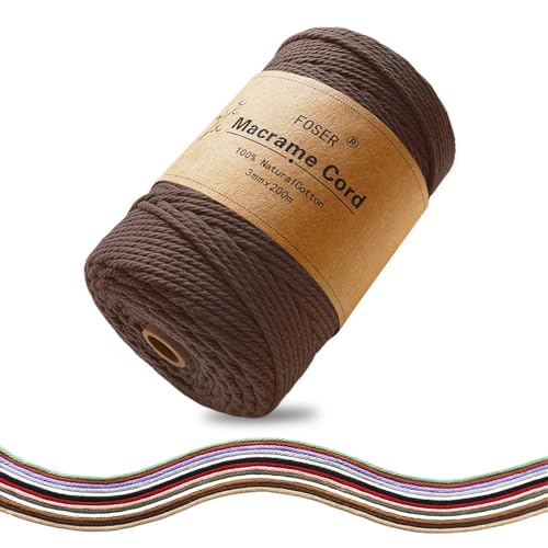 Foser Premium Makramee Garn 3mm 200m Baumwollgarn Baumwollkordel
