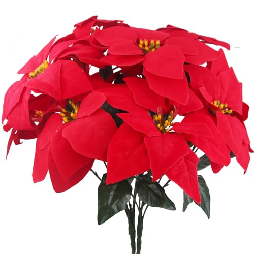 Cewuda 2 St Ck Weihnachtsstern K Nstlich Blumen