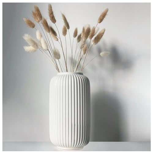 Gerippte Vase Wei 20 Cm Hoch Modern Blumenvasen