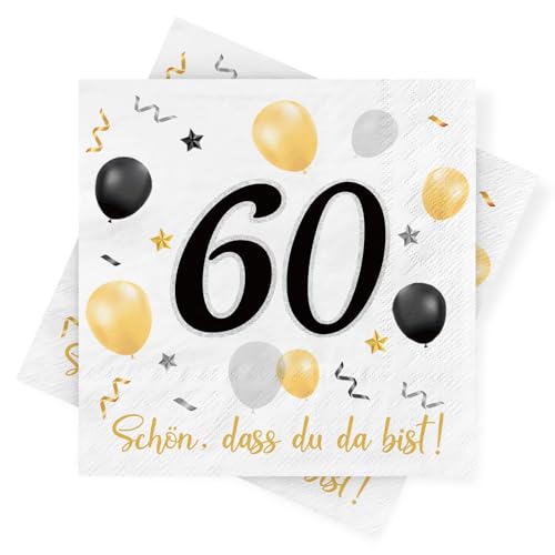 Servietten 60 Geburtstag 30 St Ck Schwarze Gold
