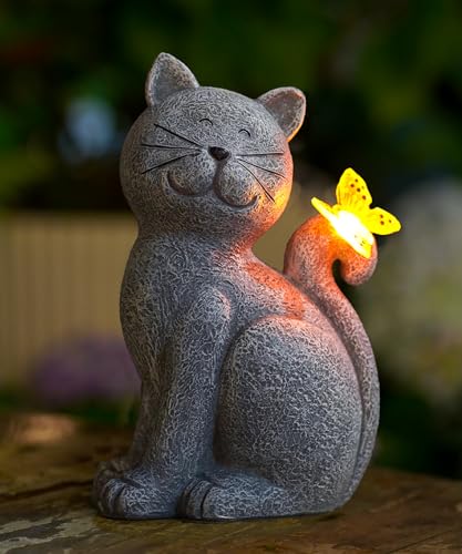 Yeomoo Katzen Figuren Mit Solar Schmetterling Deko Wohnzimmer