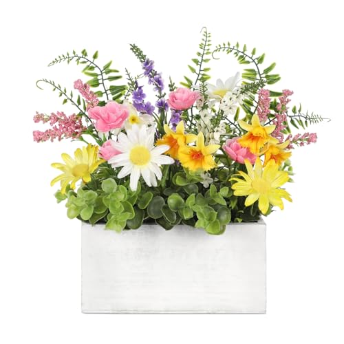 Arborus Kunstblumen Tisch Deko K Nstliche Kamille Eukalyptus