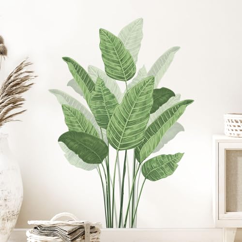 Tanlaby Tropische Pflanze Wandsticker Gr Nes Pflanzenblatt Wandtattoo