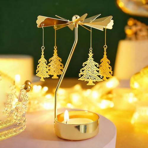 4everhope Drehbarer Kerzenhalter Goldener Drehbarer Teelichthalter Aus Metall