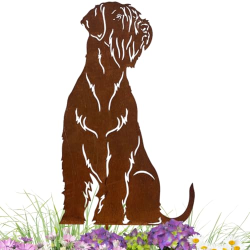 Terma Stahldesign Edelrost Hund Gartenstecker Riesenschnauzer Handmade Germany