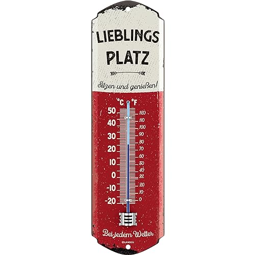 Lanolu Blechschilder Thermometer Retro Lieblingsplatz Schild Au En