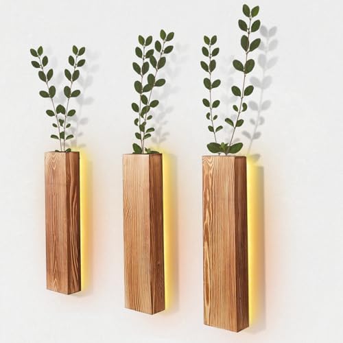 Btstil 3 St Ck Holz Wandvase Wand Pflanzgef