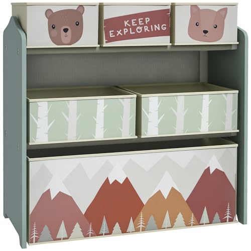 Zonekiz Kinderregal Spielzeugregal Mit 6 Herausnehmbaren Aufbewahrungsboxen Aus