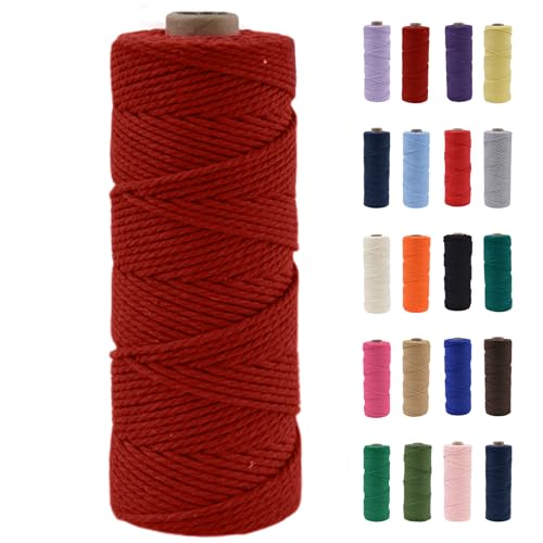 Popoyu Makramee Garn 2mm Makramee Garn Weinrot Makramee