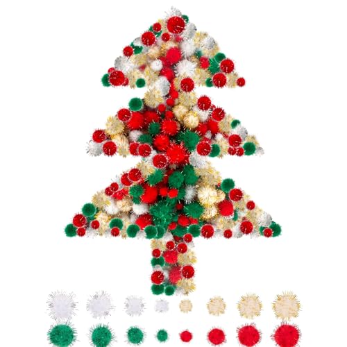 Allruyee 1500 St Ck Bunt Mini Pompons Weihnachten
