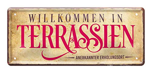 Blechschild Willkommen In Terrassien Deko Schild Zubeh R