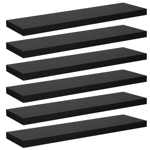 Woltu 6er Set Wandregal Schweberegal Galeriedisplay Matt Schwarz