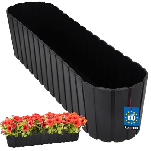 Kotarbau Ovaler Blumenkasten Balkon Blumentopf 60x14x13cm Anthrazit Blumentopf