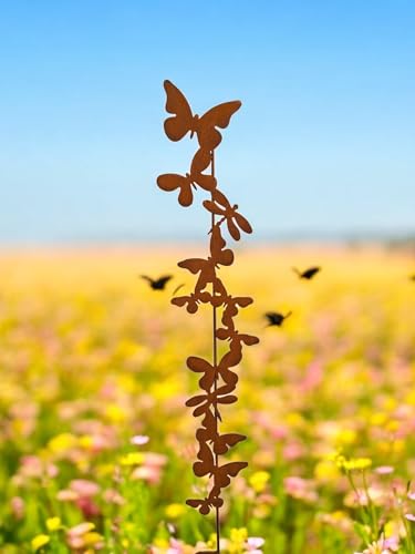 Bornh Ft Gartenstecker Schmetterlinge Edelrost Metall 115 Cm