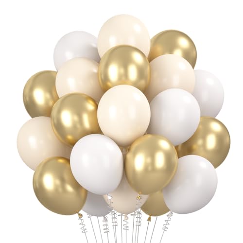 Luftballons Gold Wei Beige 60 St Ck Luftballon