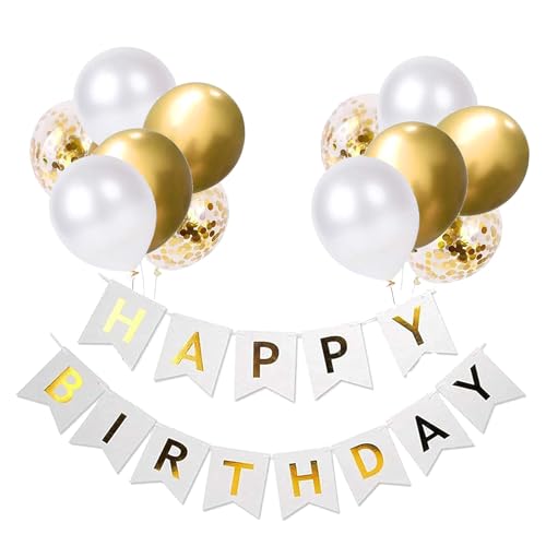 Luftballons Geburtstag Dekoration Set Wei Gold Geburtstagsdeko Happy