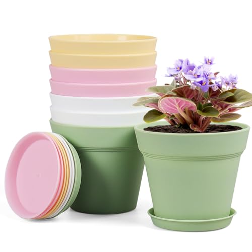 Homeuouz 8 Packs Blumentopf Mit Untersetzer 10cm Pflanzentopf
