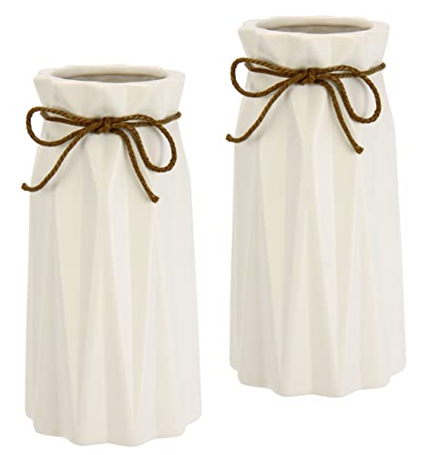 Vase Mit Riffelungen Und Schleife Aus Keramik Dekovase