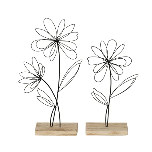 Boltze Dekoaufsteller Blumy Blume Metall Schwarz Sockel Aus