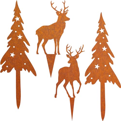 Jyuecian Roststecker Tannenbaum Und Hirsch Weihnachtsdeko 4 St