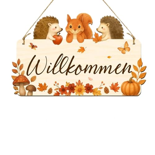 Herbstdeko T R Herzlich Willkommen Schild Aus Holz