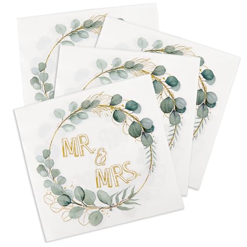 Serviette Hochzeit Mr Mrs 32 St Ck Eukalyptus