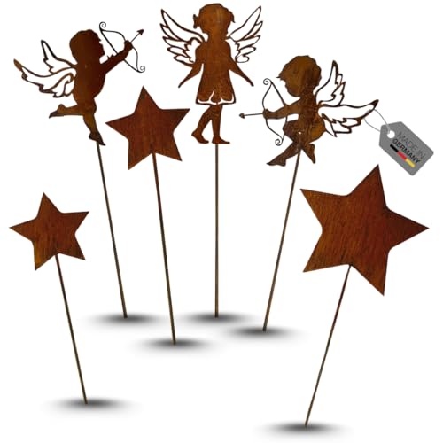 Terma Stahldesign Rost Gartenstecker 6er Set Engel Mit