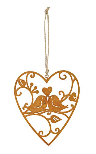 Levandeo Schild Herz 10x12cm Gartendeko Vogel Liebe T