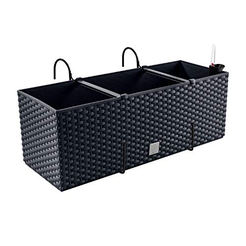 Pafen Blumenkasten Blumentopf Rattan Optik Mit Halterungen 4