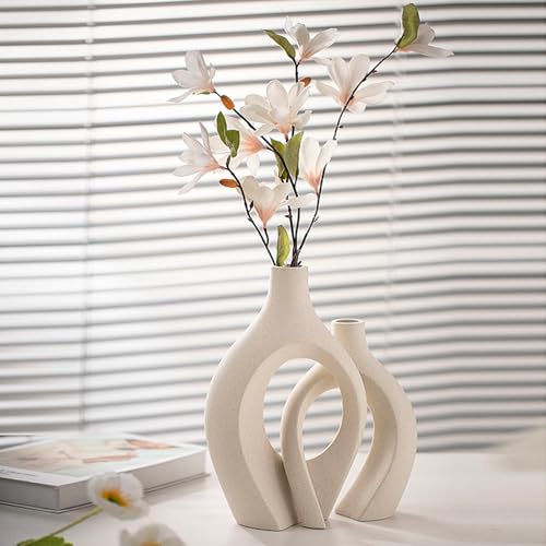 Keramik Vase Sukiypo Aufgewertet 2er Set Hohle Beige