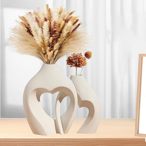 Mujuze Moderne Vase Keramik Vase Beige Matt Wei
