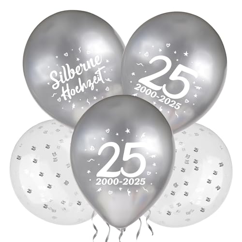 Mejoser 24 St Ck Silberhochzeit Deko 2025 Luftballons