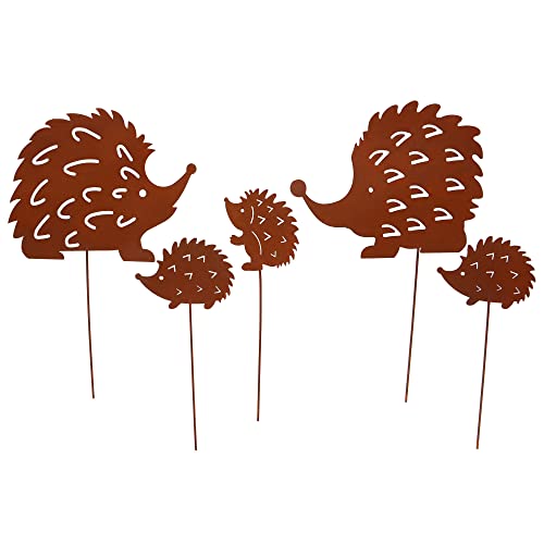 Unus Garden Igel Gartenstecker 5er Set Gartendeko Rostoptik
