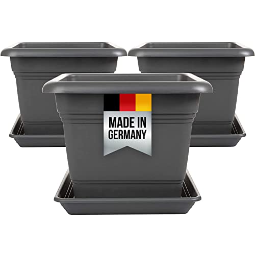 3er Set Blumentopf Gross Mit Untersetzer 28x28 Cm