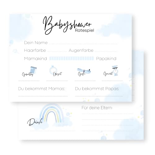 Babyparty Spiele 25 Karten Beidseitig Bedruckt Deutsch Babyshower