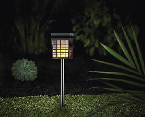 Melitec Solar Gartenleuchte So46 Mit Flammeneffekt Graues K