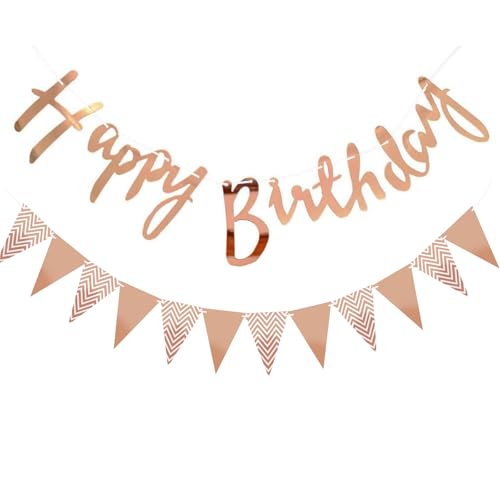 Alegre Happy Birthday Banner Ros Gold 5 Meter