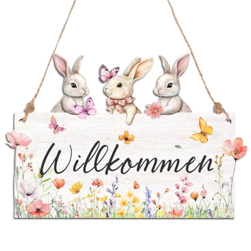 T Rschild Herzlich Willkommen Schild Aus Holz Osterdeko