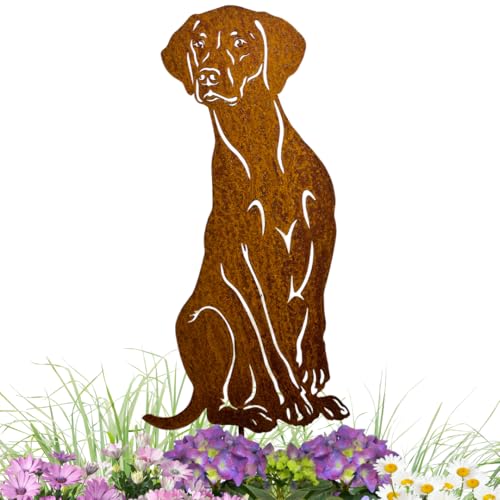 Terma Stahldesign Edelrost Gartenstecker Hund Magyar Vizsla Handmade