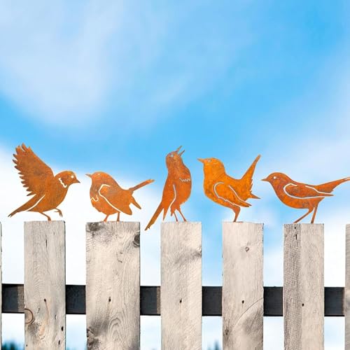 Ycvsky 5 St Ck Gartendeko Rost Vogel Gartenstecker