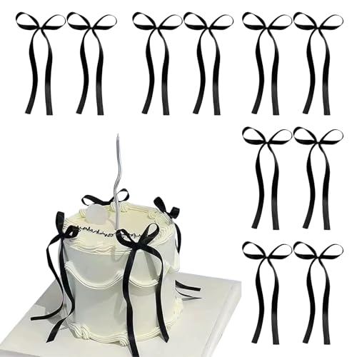 10 St Ck Schwarze Tortendeko Schleifen Elegante Deko