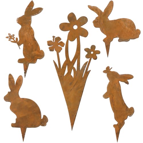 Huyue Gartenstecker Rost Ostern Hase Deko Osterhase F